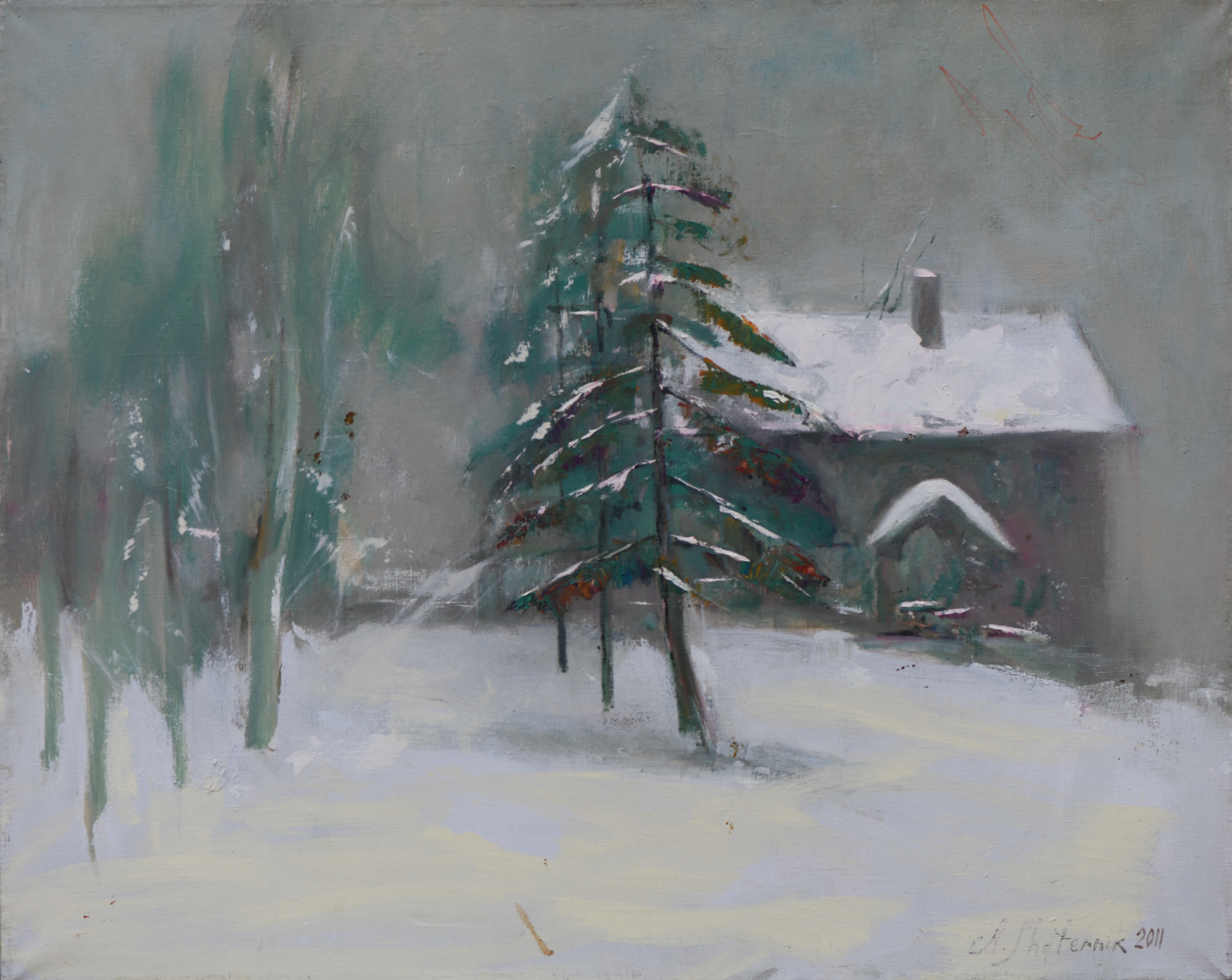 Snowfall. Minnewaska 80cmx100cm Oil On Canvas 2011