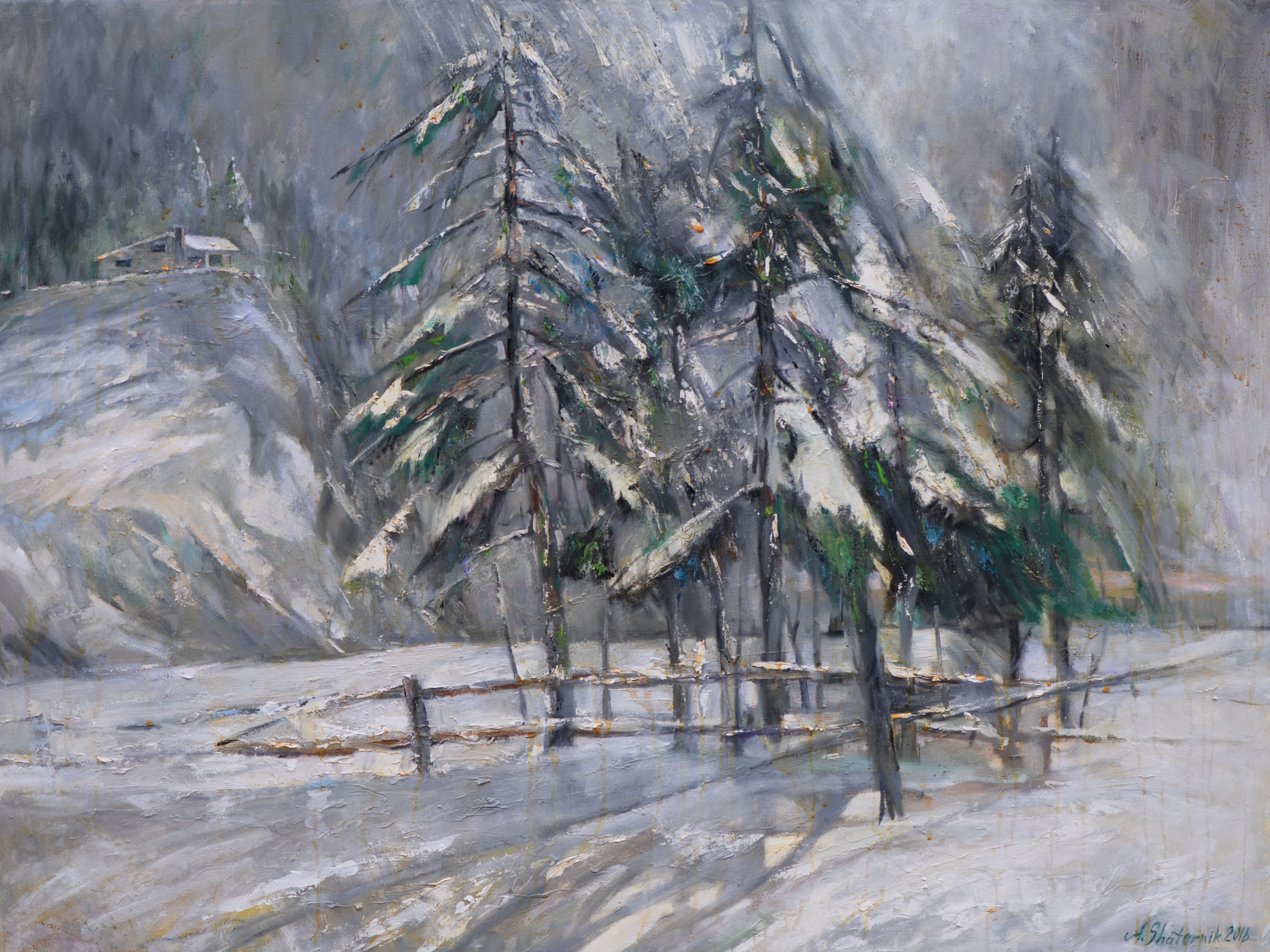 Minnewaska  lake II 48x36 Oil on Canvas 2018