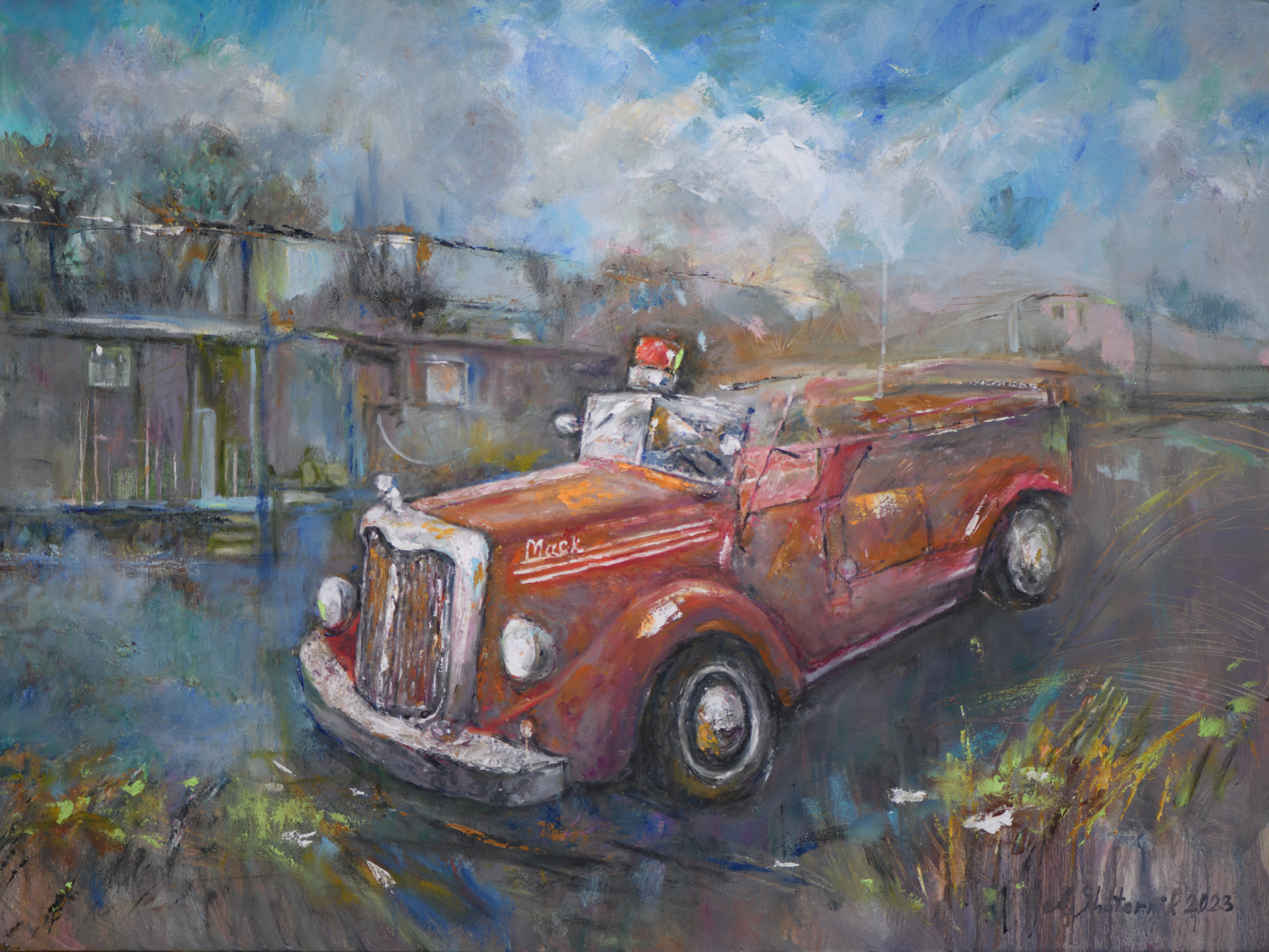 Old fire truck 30x40 Oil on Canvas 2023